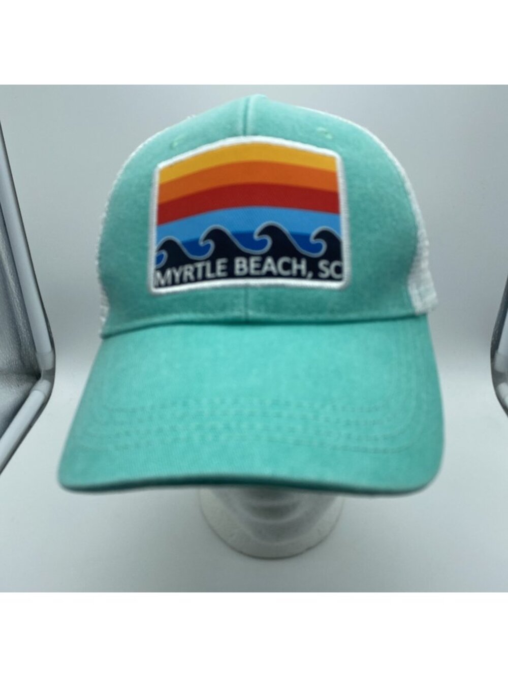 Myrtle Beach Green White Cap Trucker Hat Snap-back Lucky 7